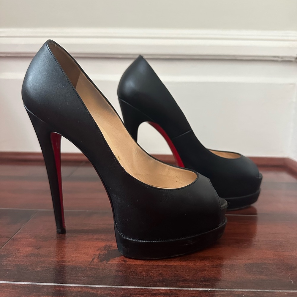 Christian Louboutin Palais Royal Trepointe Heels 140 Black Leather EU 37